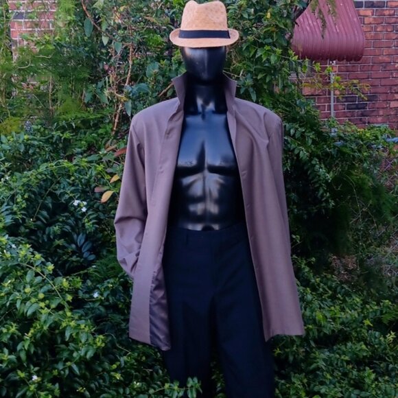 BOSS, HUGO BOSS MEN'S VINTAGE (5) BUTTON LUXURY LIGHT TRENCH COAT